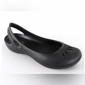 CROCS  Mary Jane Style Women's asize 7 Black Slip-On Shoes Ballet Flats KADEE